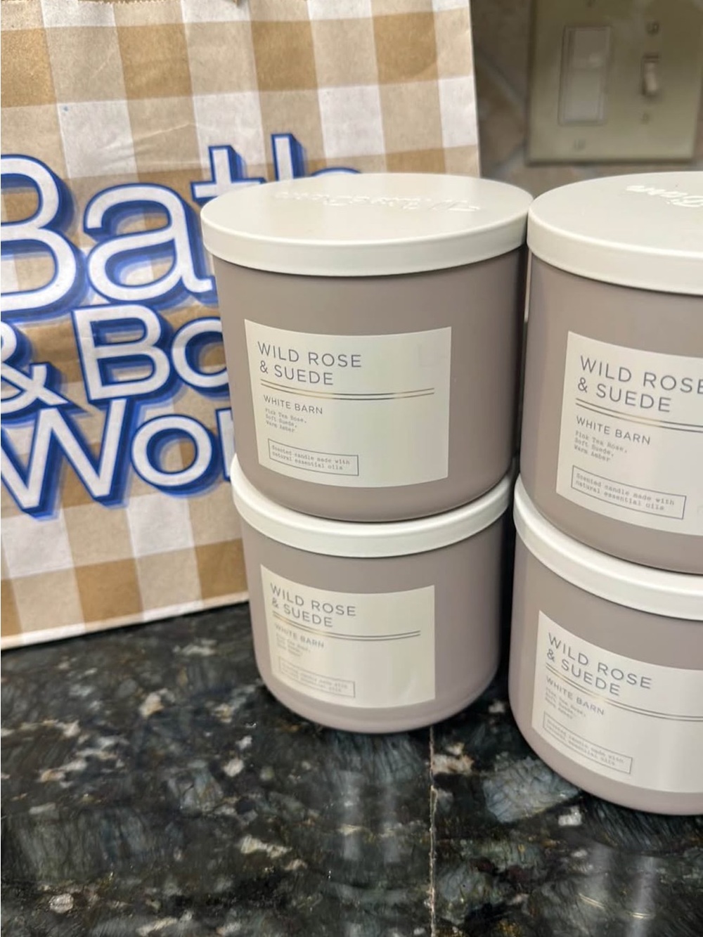 Wild Rose and Suede Large Candles x4